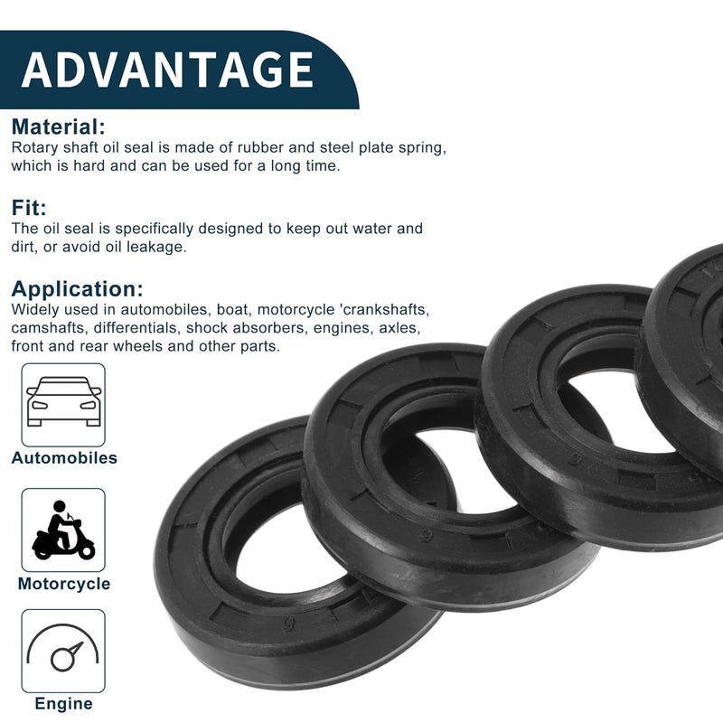 TUCKBOLD Universal Oil Seal TC Double Lip W Steel Spring Seal Ring Rotary Shaft Seal 14x25x6mm High Pressure NBR Rubber Black 5 Pcs - Image 4